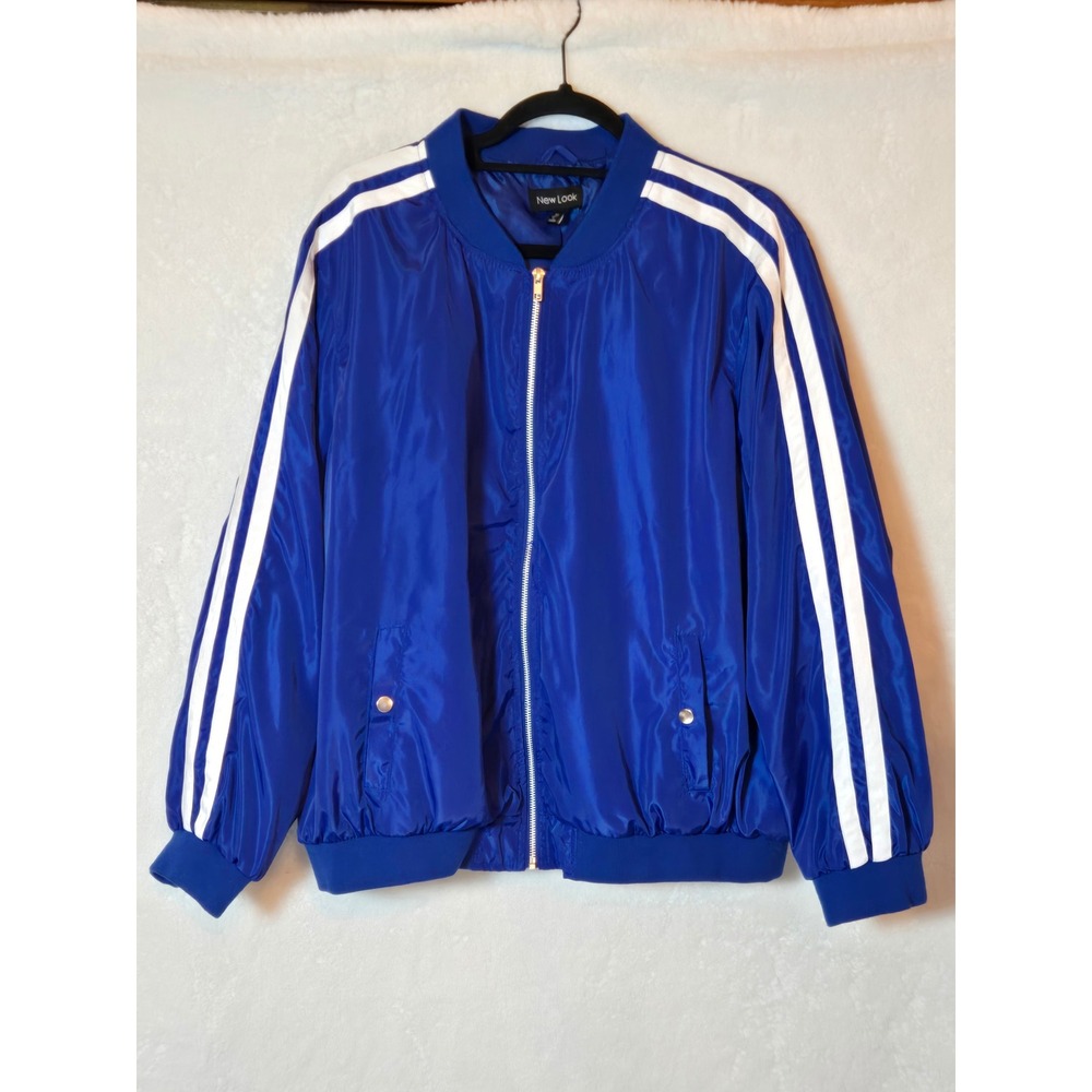 New Look Men's 3XL Blue Bomber Jacket with White Stripes‎ Size 3X